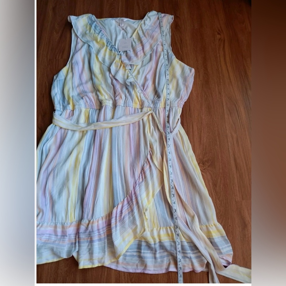 Lauren Conrad Ruffle Sleeveless Candy Striped Mini Dress Size L